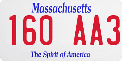 MA license plate 160AA3