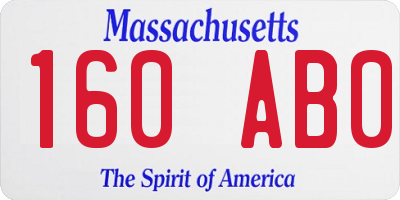 MA license plate 160AB0