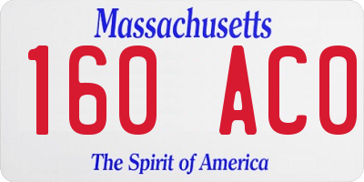 MA license plate 160AC0
