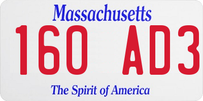 MA license plate 160AD3