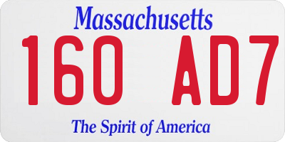 MA license plate 160AD7