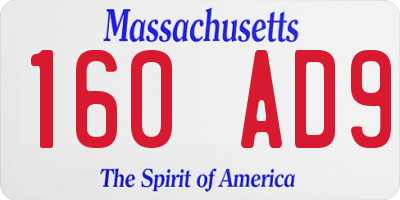 MA license plate 160AD9