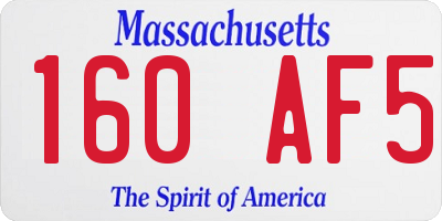 MA license plate 160AF5