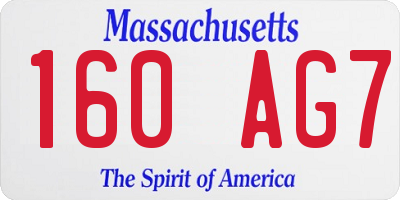 MA license plate 160AG7
