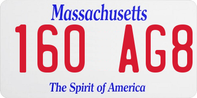 MA license plate 160AG8