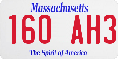 MA license plate 160AH3