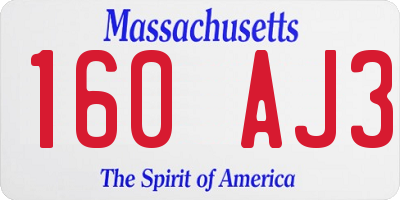 MA license plate 160AJ3