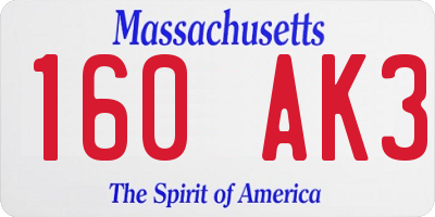 MA license plate 160AK3