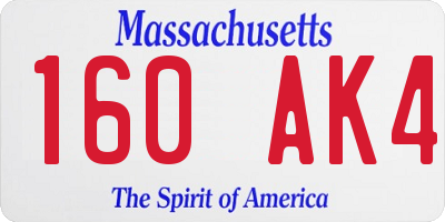 MA license plate 160AK4