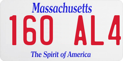 MA license plate 160AL4