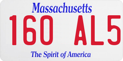 MA license plate 160AL5