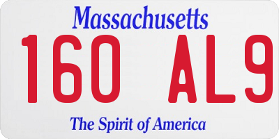 MA license plate 160AL9
