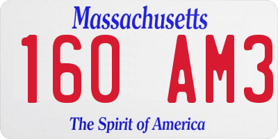 MA license plate 160AM3