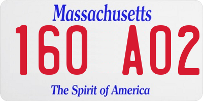 MA license plate 160AO2
