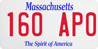 MA license plate 160AP0