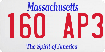 MA license plate 160AP3