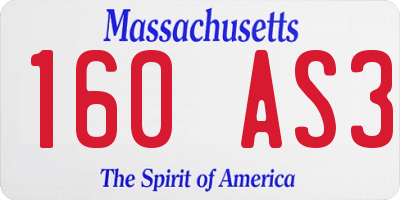 MA license plate 160AS3