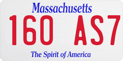 MA license plate 160AS7