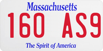 MA license plate 160AS9