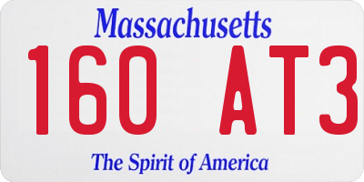 MA license plate 160AT3