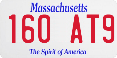 MA license plate 160AT9