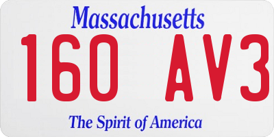 MA license plate 160AV3