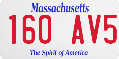 MA license plate 160AV5