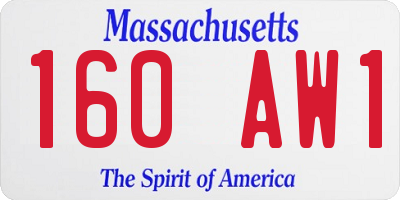 MA license plate 160AW1