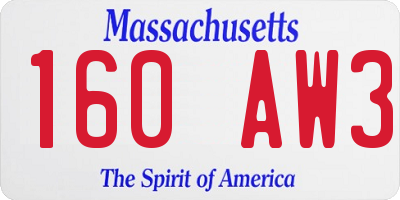 MA license plate 160AW3