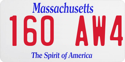 MA license plate 160AW4