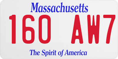 MA license plate 160AW7