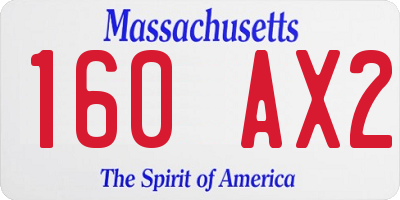 MA license plate 160AX2