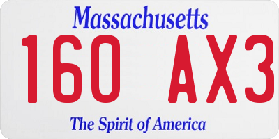 MA license plate 160AX3
