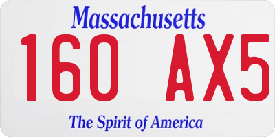 MA license plate 160AX5