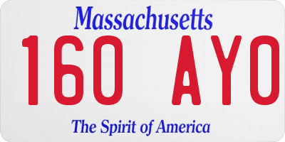 MA license plate 160AY0