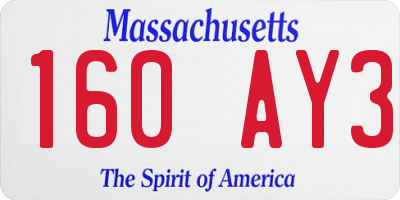 MA license plate 160AY3
