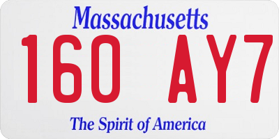 MA license plate 160AY7