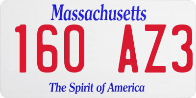 MA license plate 160AZ3