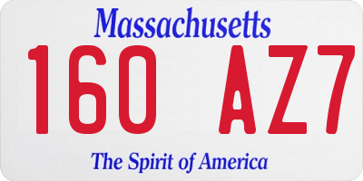 MA license plate 160AZ7