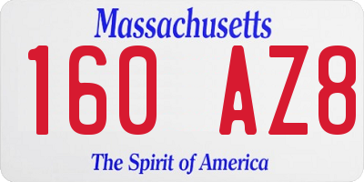 MA license plate 160AZ8