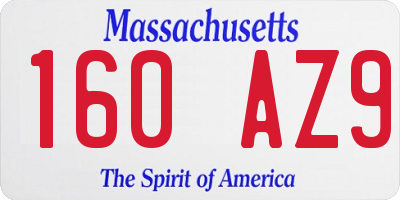 MA license plate 160AZ9