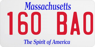 MA license plate 160BA0