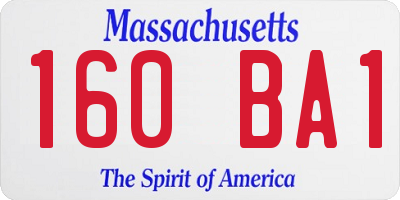 MA license plate 160BA1