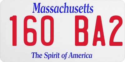 MA license plate 160BA2