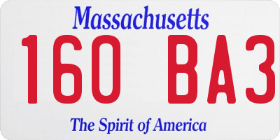 MA license plate 160BA3