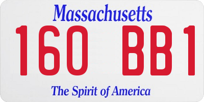 MA license plate 160BB1