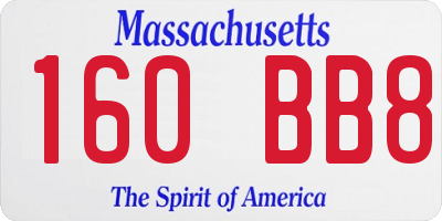 MA license plate 160BB8