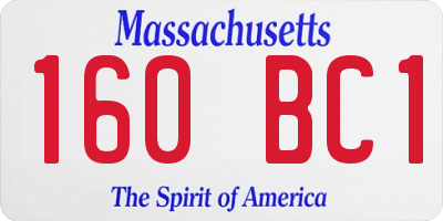 MA license plate 160BC1