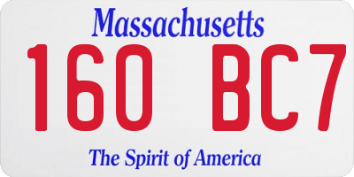 MA license plate 160BC7