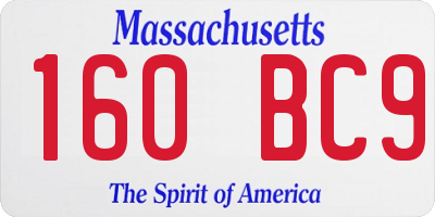 MA license plate 160BC9